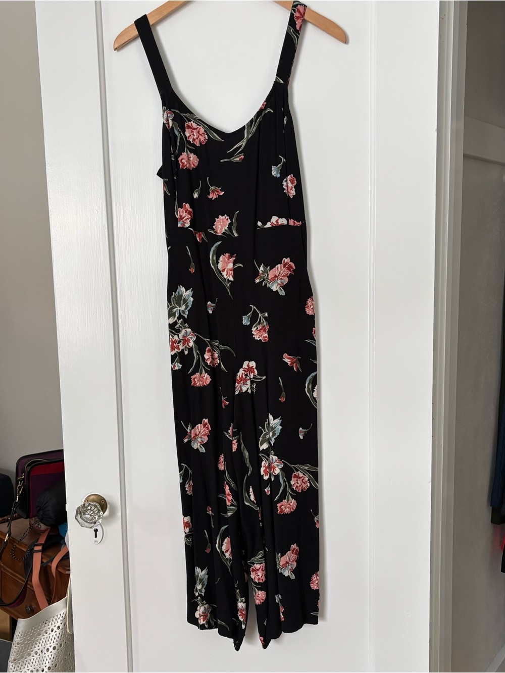 Saltwater LUXE Floral Black Jumpsuit with Pink Blooms